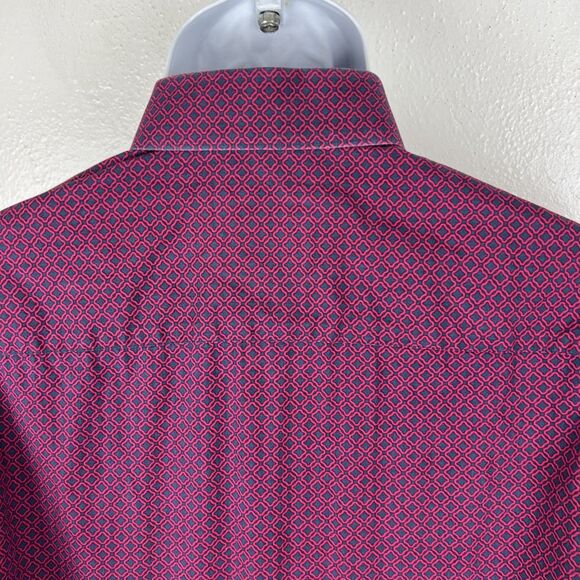 A21 Button Down Shirt Men Large Grey Pink Long Sleeve Graphic Cotton Casual - Picture 10 of 13